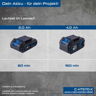 Akku Heckenschere C-HT570-X Scheppach - 20V | 51cm Schnittlänge | 56cm Schwert | 2400 Schnitte/min | inkl. 2Ah Akku & 2,4A Ladegerät by Scheppach – product image 4 of 5