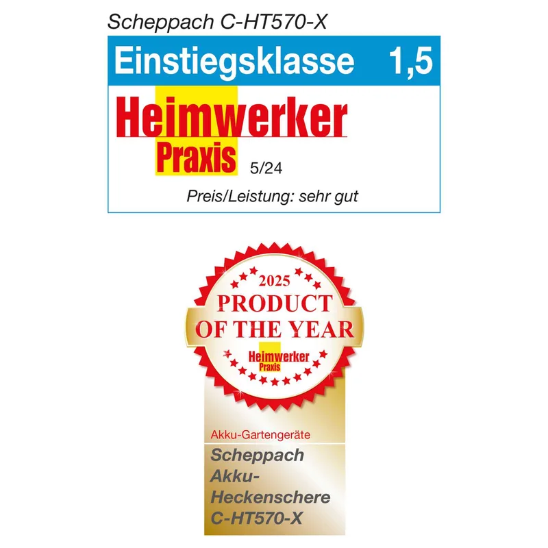 Akku Heckenschere C-HT570-X Scheppach - 20V | 51cm Schnittlänge | 56cm Schwert | 2400 Schnitte/min | inkl. 2Ah Akku & 2,4A Ladegerät by Scheppach – product image 3 of 5