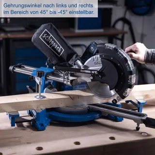 Akku Kapp-, Zug- und Gehrungssäge BC-HM216-X Scheppach - 340mm Schnittbreite | 65mm Schnitthöhe | 24Z | LED-Licht | inkl. 4Ah Akku + 2,4A Ladegerät de Scheppach – image du produit 5 sur 5