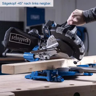 Akku Kapp-, Zug- und Gehrungssäge BC-HM216-X Scheppach - 340mm Schnittbreite | 65mm Schnitthöhe | 24Z | LED-Licht | inkl. 4Ah Akku + 2,4A Ladegerät de Scheppach – image du produit 3 sur 5