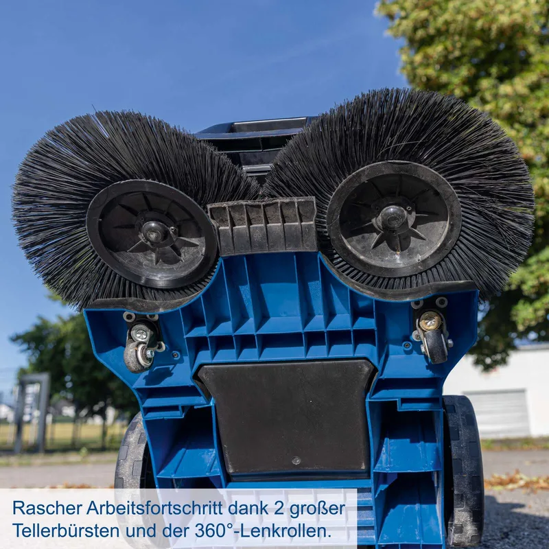 Akku-Kehrmaschine C-S610-X Scheppach - 610mm Arbeitsbreite | 2000m2 | 3stufige Geschwindigkeit | 20L Schmutzbehälter | inkl. 2Ah Akku & 2,4A Ladegerät by Scheppach – product image 4 of 5