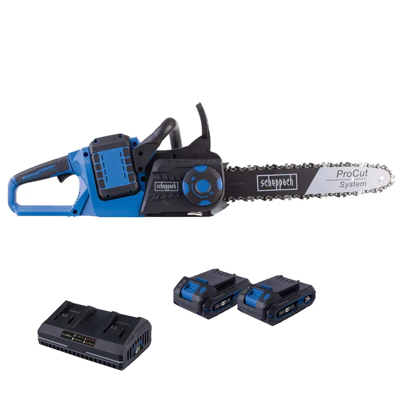 Akku Kettensäge BC-CS355Duo-X Scheppach - 20V | 33,5cm Schnittlänge | 15m/s Schnittgeschwindigkeit | inkl. 2x2Ah Akku + 2,4A Doppelladegerät by Scheppach – product image