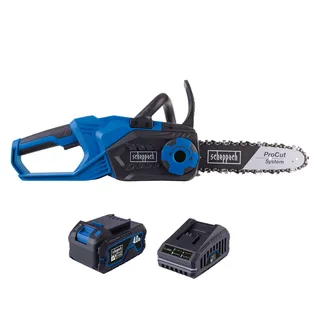 Akku-Kettensäge C-CS254-X Scheppach | Schnittlänge 20cm| Schwert 25,4cm| Schnittgeschwindigkeit 6m/s | inkl. 4Ah Akku & 2,4A Ladegerät de Scheppach – image du produit 1 sur 2