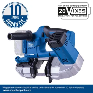 Akku Metallbandsäge C-MBS635-X Scheppach - 20V | 330-630min-1 Drehzahleinstellung | 63,5cm Schnittdurchmesser | inkl. 2Ah Akku & 2,4A Ladegerät de Scheppach – image du produit 2 sur 5