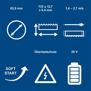Akku Metallbandsäge C-MBS635-X Scheppach - 20V | 330-630min-1 Drehzahleinstellung | 63,5cm Schnittdurchmesser | inkl. 2Ah Akku & 2,4A Ladegerät de Scheppach – image du produit 4 sur 5