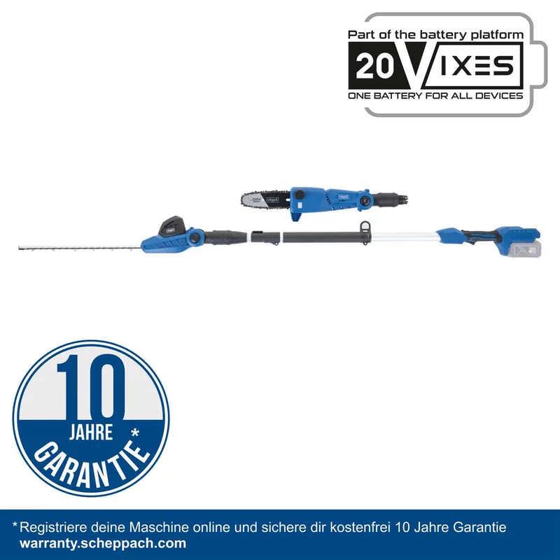Akku-Multifunktionsgerät C-PHTS410-X Scheppach | 410/180mm Schnittlänge Heckenschere/Hochentaster | inkl. 2Ah Akku + 2,4A Ladegerät by Scheppach – product image 3 of 5