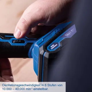 Akku-Multifunktionswerkzeug C-MT40-X Scheppach - 20V | 10.000 bis 40.000 min⁻¹ | 6 Stufen | LED-Werkstückbeleuchtung | inkl. 2Ah Akku + 2,4A Ladegerät by Scheppach – product image 2 of 4