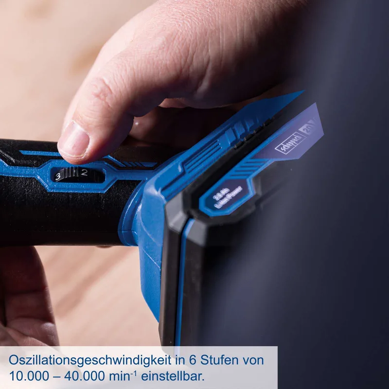 Akku-Multifunktionswerkzeug C-MT40-X Scheppach - 20V | 10.000 bis 40.000 min⁻¹ | 6 Stufen | LED-Werkstückbeleuchtung | inkl. 2Ah Akku + 2,4A Ladegerät by Scheppach – product image 2 of 4