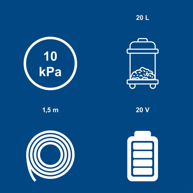 Akku Nass-/Trockensauger C-NTS20-X Scheppach - 20V | 20L Behälter | 10kPa Absaugleistung | 1,5m Schlauch | inkl. 4Ah Akku + 2,4A Ladegerät von Scheppach – Produktbild 4 von 5