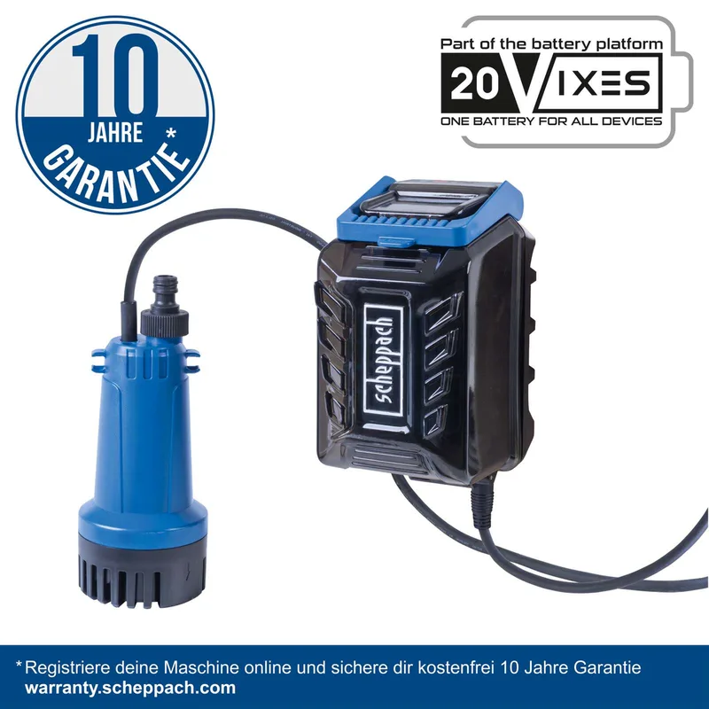 Akku-Regenfasspumpe C-RBP2000-X Scheppach - 20V | 2,0bar Pumpendruck | inkl. 2Ah Akku + Ladegerät de Scheppach – image du produit 2 sur 5