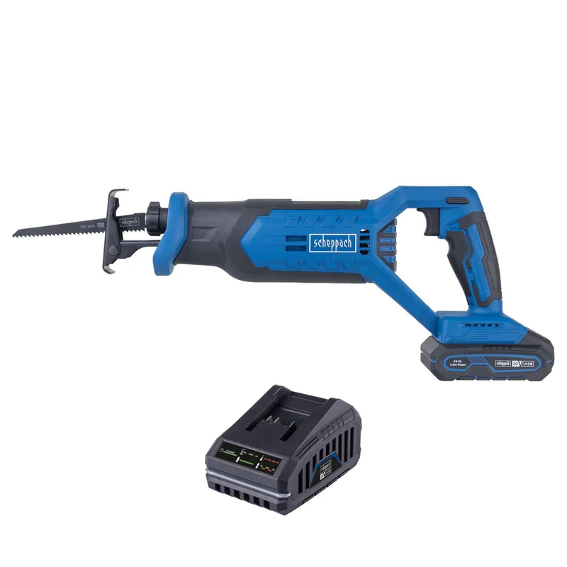 Akku-Säbelsäge C-RS100-X Scheppach | Hublänge 20 mm | Schnitttiefe 115mm | Hubzahl 0-2800min-1 | LED | inkl. 2Ah Akku + 2,4A Ladegerät von Scheppach – Produktbild 1 von 2
