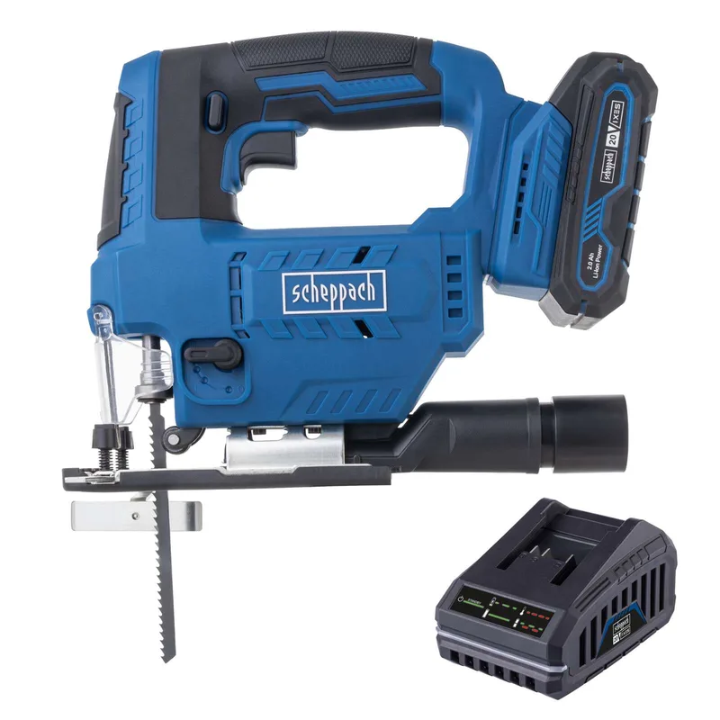Akku-Stichsäge C-JS220-X Scheppach | Hublänge 19mm| Hubzahl 0-2400 min-1 | 7 einst. Schnittwinkel | inkl. 2Ah Akku + 2,4A Ladegerät by Scheppach – product image