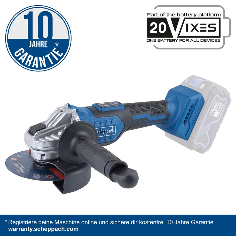 Akku-Winkelschleifer BC-AG125-X Scheppach | Brushless | Schleifscheiben Ø125mm | Drehzahl 3000-10000min-1 by Scheppach – product image 2 of 3