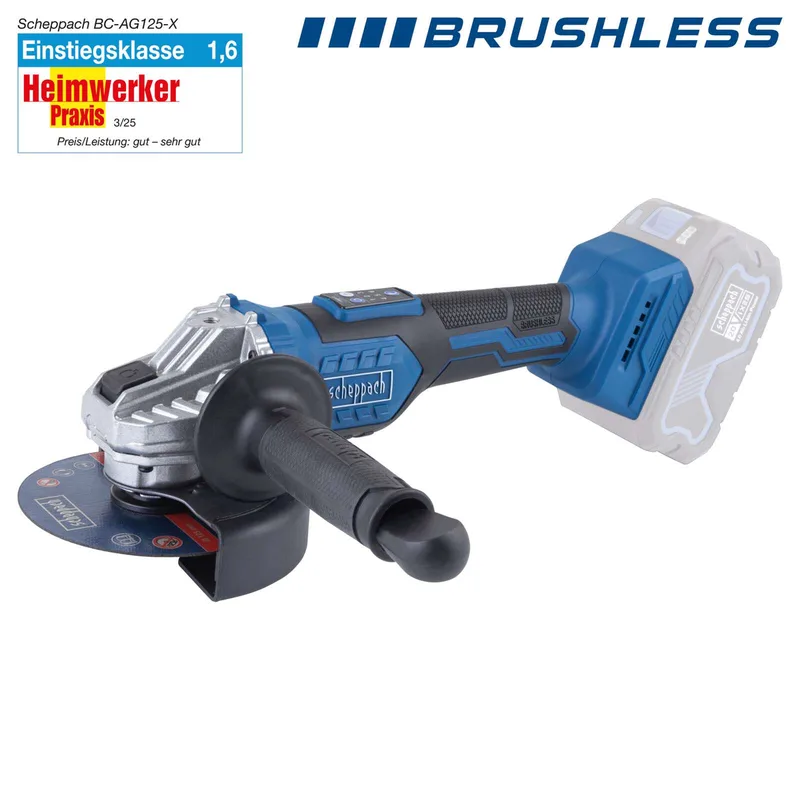 Akku-Winkelschleifer BC-AG125-X Scheppach | Brushless | Schleifscheiben Ø125mm | Drehzahl 3000-10000min-1 by Scheppach – product image 3 of 3