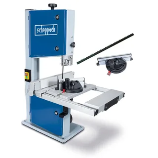 Bandsäge HBS261 Scheppach - 550W | 120mm Durchlasshöhe | 0° - 45° Gehrungswinkel | 300x380mm Arbeitstisch | inkl. Querschneidlehre und 2. Sägeband de Scheppach – image du produit 1 sur 5