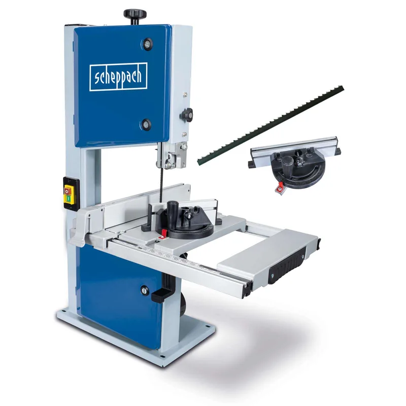 Bandsäge HBS261 Scheppach - 550W | 120mm Durchlasshöhe | 0° - 45° Gehrungswinkel | 300x380mm Arbeitstisch | inkl. Querschneidlehre und 2. Sägeband von Scheppach – Produktbild
