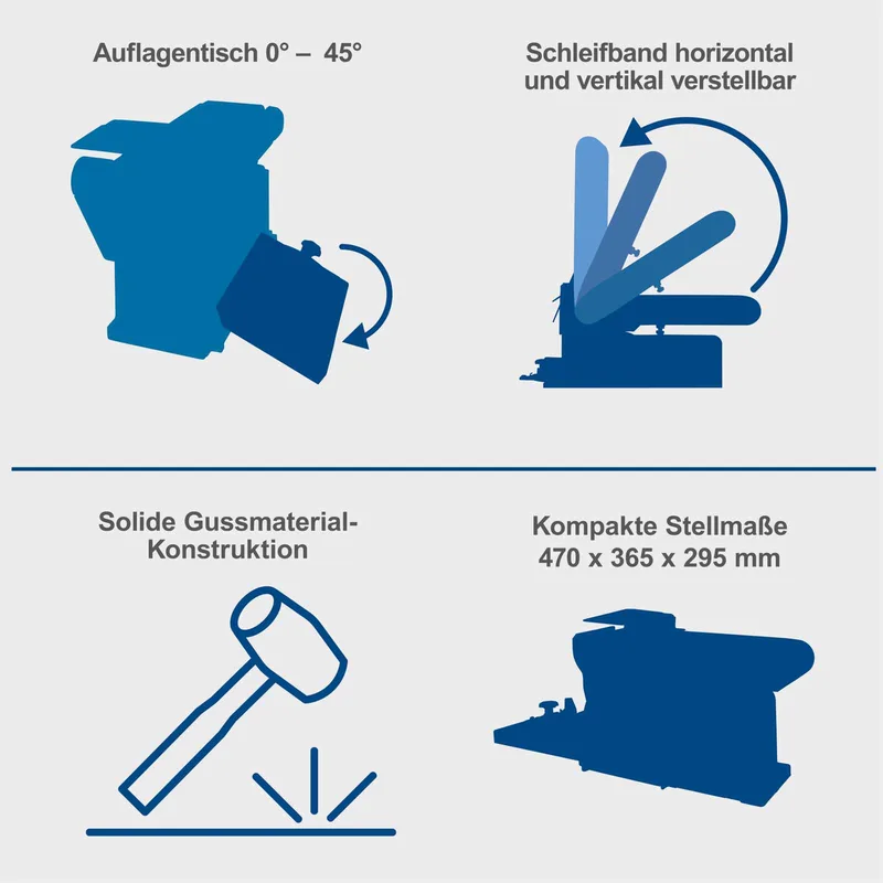 Bandschuurmachine BTS800 - 370W - schijfschuurmachine - 2850tpm - Diameter schuurschijf: 150mm - Incl. 1x schuurband en 1x schuurschijf by Scheppach – product image 4 of 5