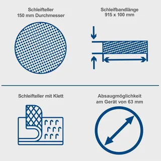 Bandschuurmachine BTS800 - 370W - schijfschuurmachine - 2850tpm - Diameter schuurschijf: 150mm - Incl. 1x schuurband en 1x schuurschijf by Scheppach – product image 3 of 5