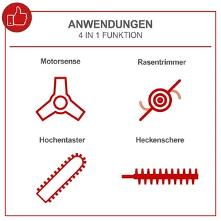 Benzin Multigartengerät MT33P Scheppach - 1,22 PS | 900W | 4in1 - Rasentrimmer | Kettensäge | Motorsense | Heckenschere | inkl. Schultergurt by Scheppach – product image 3 of 5