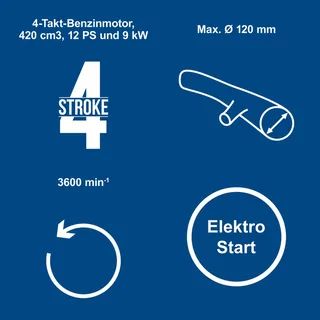 Benzine Hakselaar PGS420E - 420cc - 6.5L - 9 kW - Max. takdiameter: 120 mm - 3600 rpm fra Scheppach – produktbillede 3 af 5