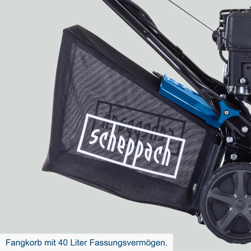 Benzine Verticuteermachine SC55P - 212cc - 4000W - 40cm werkbreedte - Voor gazons tot 1400m² - 4 dieptestanden (van -15 tot +15mm) - 40L opvangbak van Scheppach – productafbeelding 4 van 5