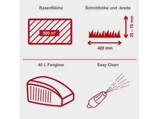 Benzinrasenmäher RM420 3in1, 42 cm Schnittbreite, (Set, inkl. 0,6 L Ölflasche), 3,3 PS mit Reinigungsfunktion von Scheppach, Rot, Schwarz – Produktbild 5 von 5