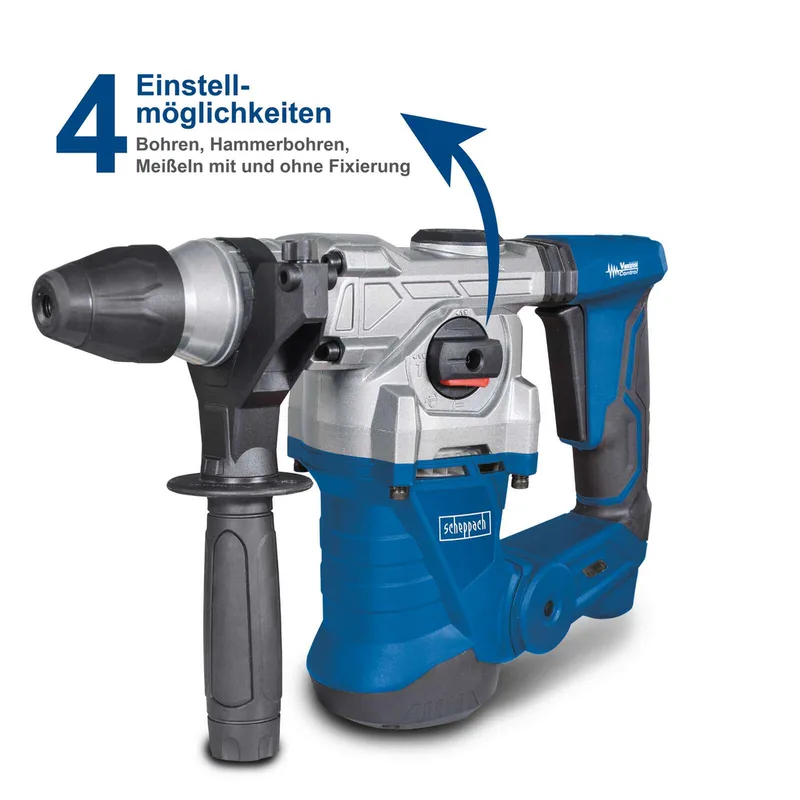 Boorhamer DH1300PLUS - 1250W - 5J - SDS-plus - Inclusief platte beitel, puntbeitel, borenset & koffer de Scheppach – image du produit 5 sur 5