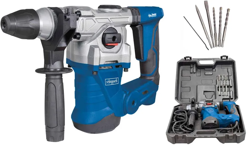 Boorhamer DH1300PLUS - 1250W - 5J - SDS-plus - Inclusief platte beitel, puntbeitel, borenset & koffer de Scheppach – image du produit 1 sur 5