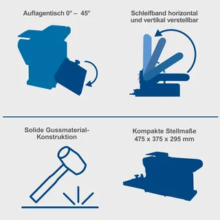 Band- und Tellerschleifer BTS900 mit 3x Schleifbändern und Schleifscheibe von Scheppach – Produktbild 3 von 5