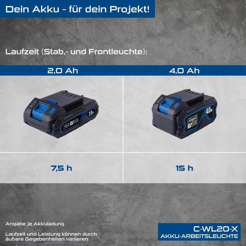 C-WL20-X - Accu LED Werklamp - 20V IXES - 300 Lumen - 270° Draaibaar & 180° Kantelbaar de Scheppach, Bleu – image du produit 3 sur 5