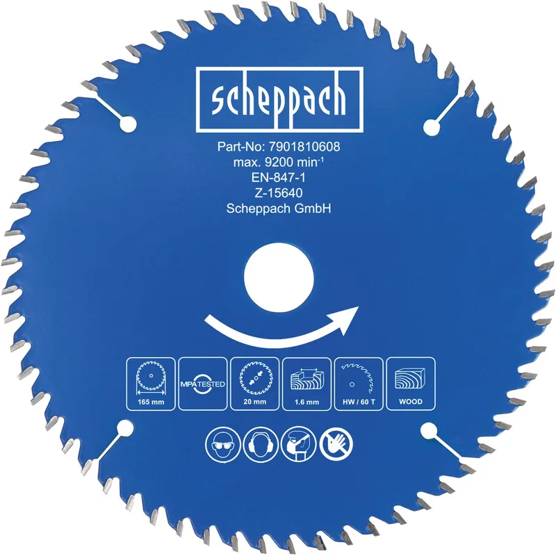 Cirkelzaagblad O165 60 Tanden de Scheppach – image du produit 1 sur 5