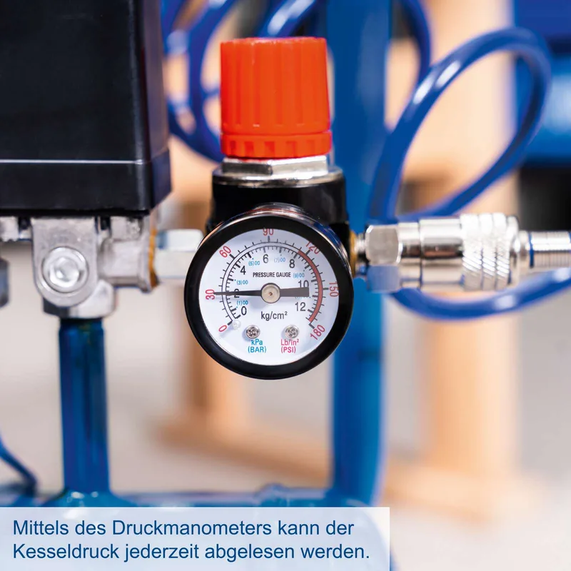 Compressor HC26 - 1500W - 8 bar - 24L Tankinhoud - Oliegesmeerde luchtcompressor - Incl. DAB46 compressorolie de Scheppach, Bleu – image du produit 5 sur 5
