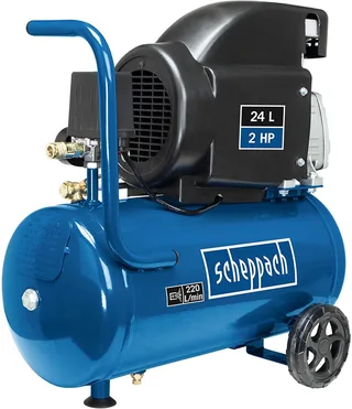 Compressor HC26 - 1500W - 8 bar - 24L Tankinhoud - Oliegesmeerde luchtcompressor - Incl. DAB46 compressorolie de Scheppach, Bleu – image du produit 1 sur 5