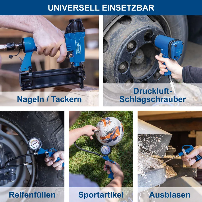 Compressor HC51V - 10 bar - 50L - 1500W - Olievrije compressor - 2pk van Scheppach, Blauw – productafbeelding 3 van 5