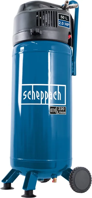 Compressor HC51V - 10 bar - 50L - 1500W - Olievrije compressor - 2pk van Scheppach, Blauw – productafbeelding 1 van 5
