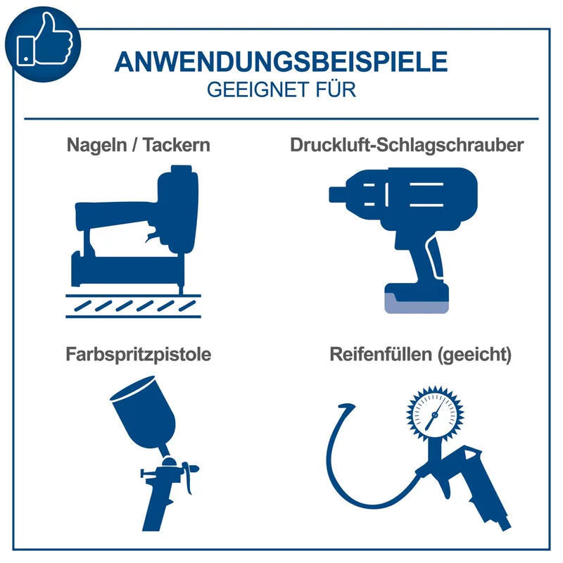 Compressor HC53DC - 10 Bar - 50L - Dubbele cilinder - Aanzuigvermogen 412L/min - Oliegesmeerd by Scheppach, Blue – product image 4 of 5