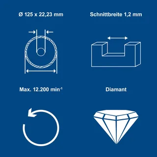 Diamanttrennscheibe Mauernutfräse Scheppach - 125 x 2,0/1,2 x 22,23 mm | 9 x Segemente by Scheppach – product image 2 of 5