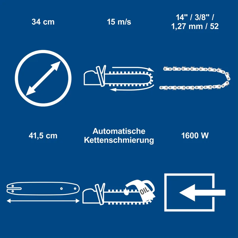 Elektrische Kettingzaag ECS1600 van Scheppach – productafbeelding 2 van 5
