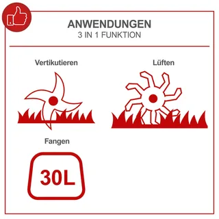 Elektrische Verticuteermachine & Beluchter SC32 - 1500W - 32cm werkbreedte en tot 12mm werkdiepte - voor gazons tot 500m² van Scheppach – productafbeelding 2 van 5