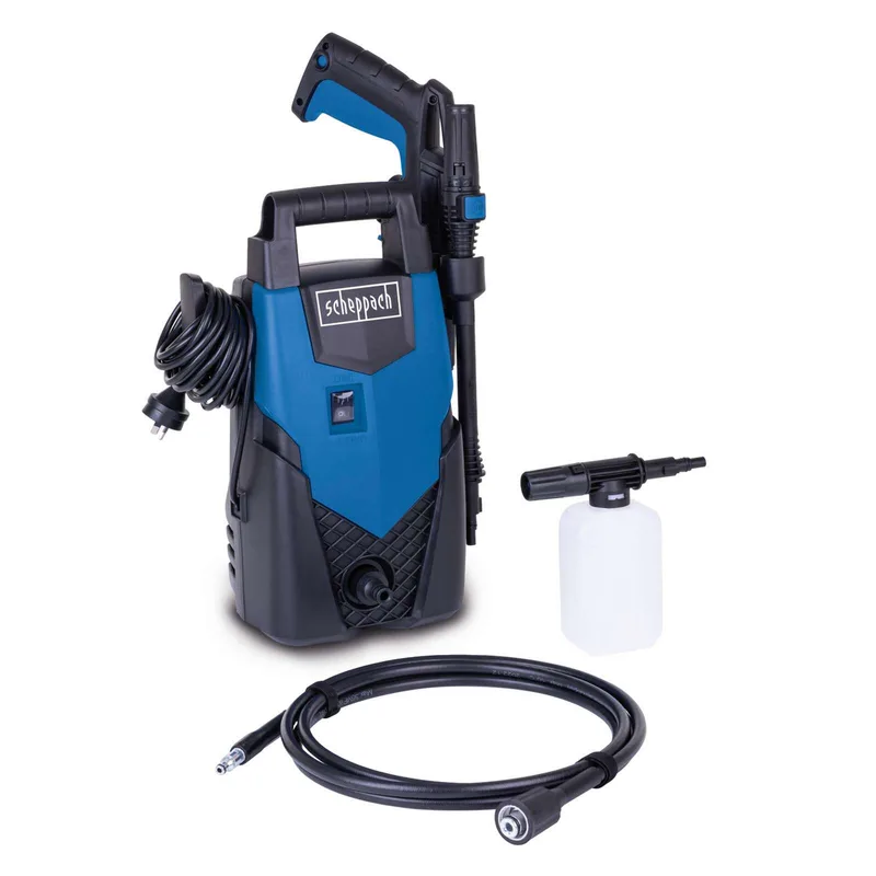 Elektro Hochdruckreiniger HCE1400 Scheppach - 1400W | 110bar | 408 L/h | Quick-Connect-System | 3m Schlauch | inkl. Zubehör by Scheppach – product image 1 of 5