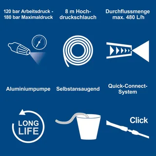 Elektro Hochdruckreiniger SHD180 Scheppach - 2400W | 180bar Maximaldruck | 480L/h | 8m Twist-Hochdruckschlauch | 800ml Reinigungtank | Quick-Connect von Scheppach – Produktbild 4 von 5
