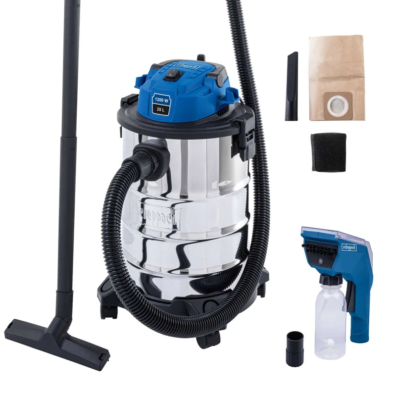 Elektro Nass-/Trockensauger VC25 Scheppach inkl. Polsterreinigungsbürste PRB300 - 1200W | 2m Schlauchlänge | 3m Kabel | 25L Fassungsvermögen de Scheppach – image du produit 1 sur 5