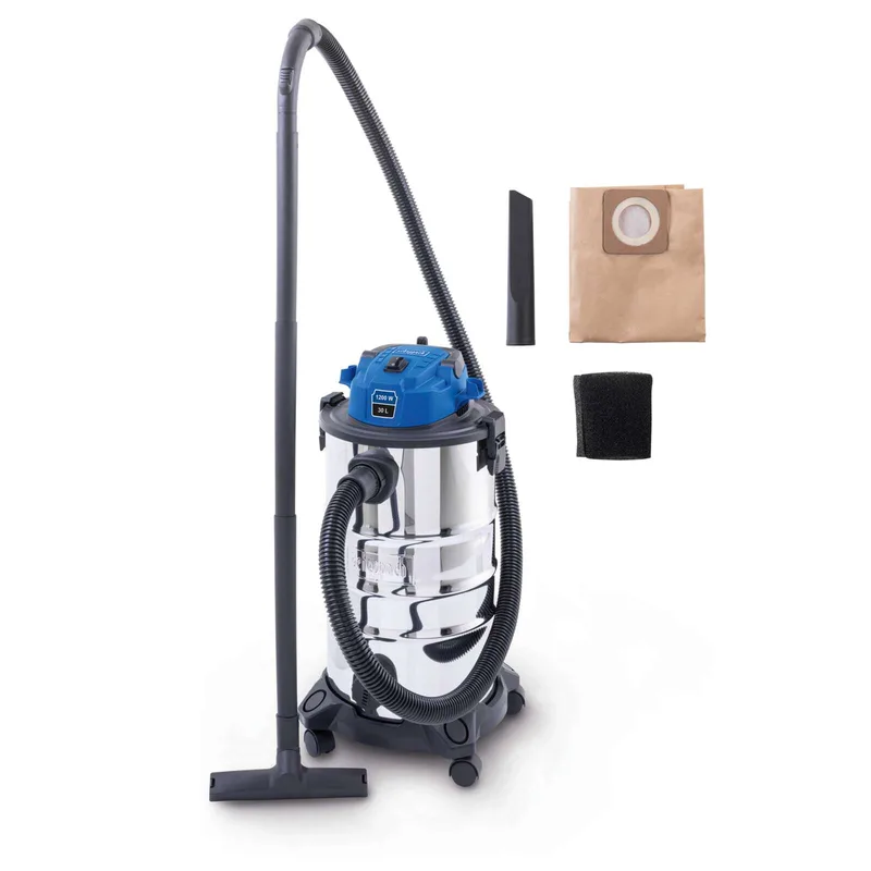 Elektro Nass-/Trockensauger VC30v2 Scheppach - 1200W | 2m Schlauchlänge | 3m Anschlusskabel | 30L Fassungsvermögen | 20kPa by Scheppach – product image 1 of 4