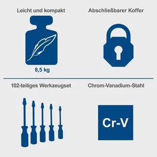 Gereedschapskoffer TB150 - 101-delig - Gevulde gereedschapskist - Gereedschapset in koffer - chroom-vanadiumstaal van Scheppach, Neutraal – productafbeelding 3 van 5