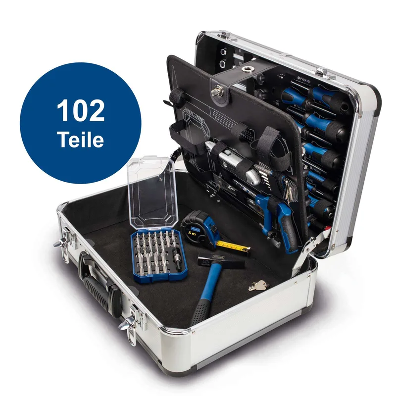 Gereedschapskoffer TB150 - 101-delig - Gevulde gereedschapskist - Gereedschapset in koffer - chroom-vanadiumstaal van Scheppach, Neutraal – productafbeelding 4 van 5