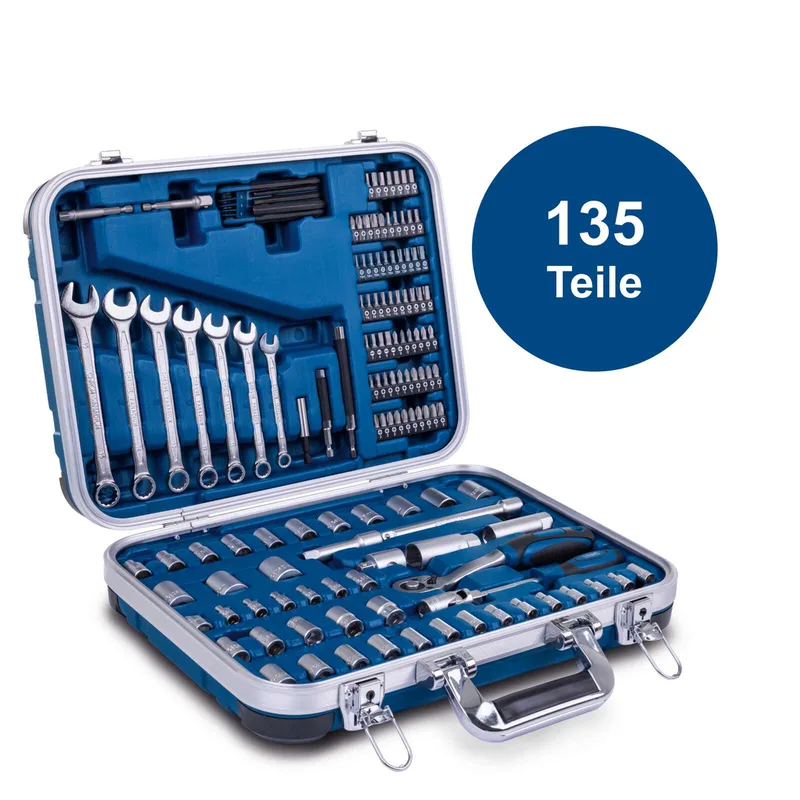 Gereedschapskoffer TB170 - 135-delig - Gevulde Gereedschapskist - Gereedschapset in Koffer - Chroom-Vanadiumstaal de Scheppach, Bleu – image du produit 5 sur 5