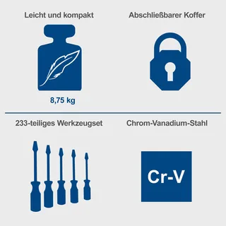 Gereedschapskoffer TB235 - 233-delig - Gevulde gereedschapskist - Gereedschapset in koffer - chroom-vanadiumstaal de Scheppach, Neutraal – image du produit 3 sur 5