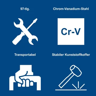 Gereedschapskoffer WZK169 - 169-delig - Chroom-vanadium staal gereedschap von Scheppach, Schwarz – Produktbild 2 von 5