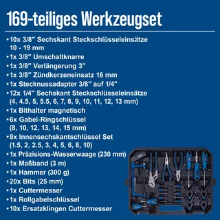 Gereedschapskoffer WZK169 - 169-delig - Chroom-vanadium staal gereedschap von Scheppach, Schwarz – Produktbild 4 von 5