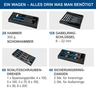 Gereedschapswagen Gevuld TW1000 - 263-delige gereedschapskar - Chroom-vanadiumstaal gereedschap - 7 lades de Scheppach, Bleu – image du produit 4 sur 5